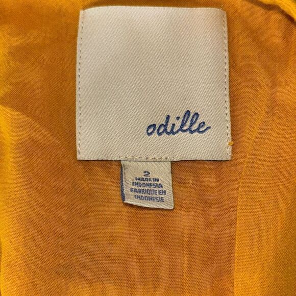 Odille x Anthropologie mustard yellow ruffled dress Sz 2 BOHO - Picture 6 of 10